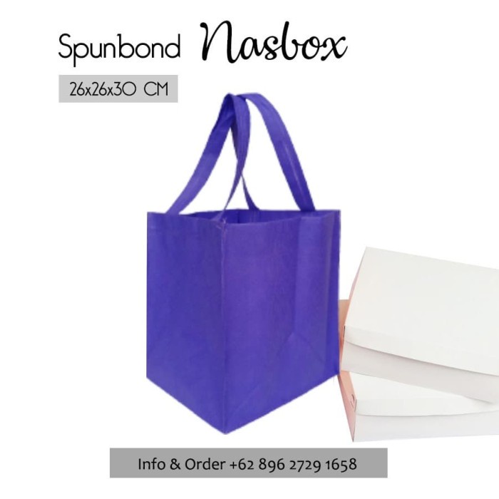 

⭐BISA COD⭐ Tas Spunbond Per 12pc 26x26x28cm Kotak Nasbox Ungu Goodiebag