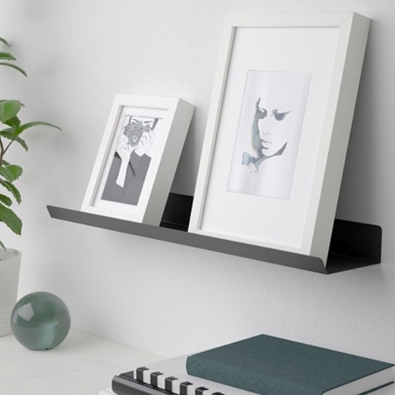 Rak Dinding Ambalan Display Foto/Pajangan Bahan Besi 60cm ORI Hitam