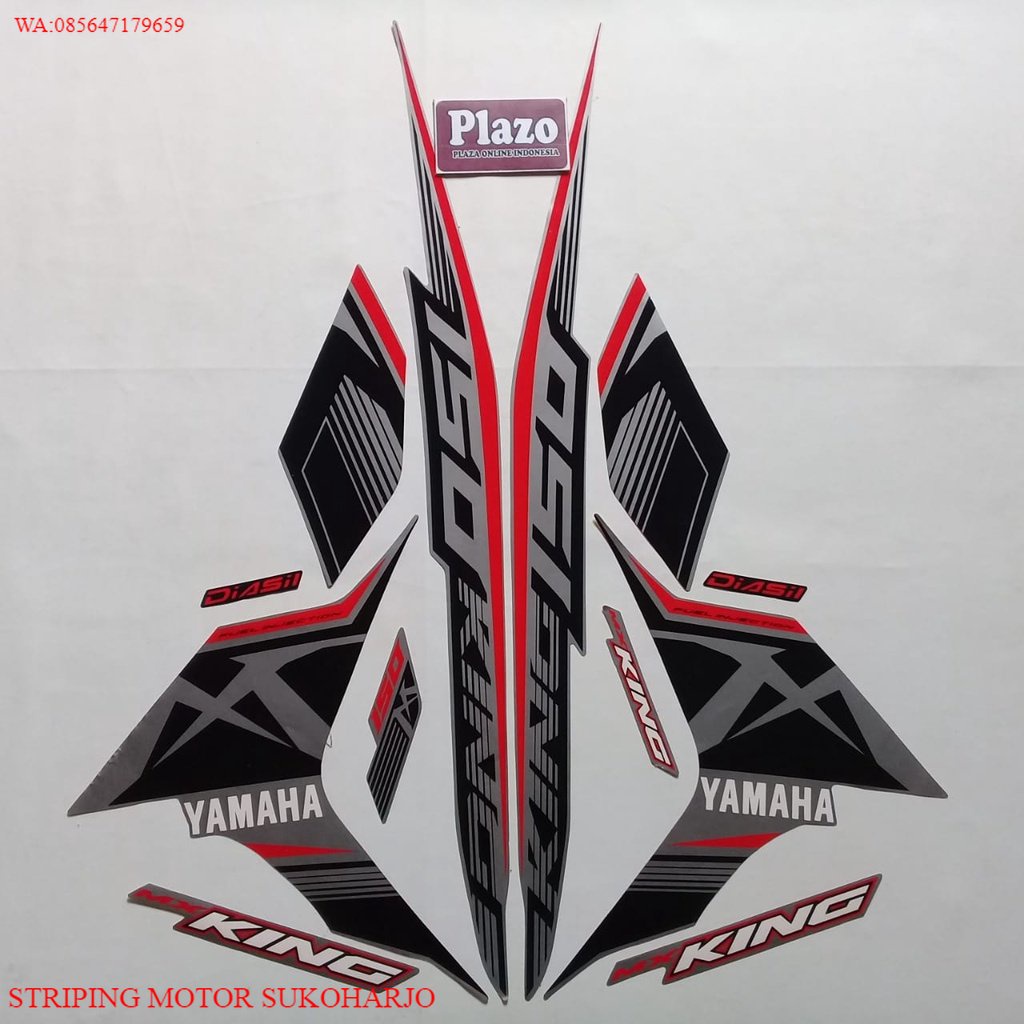 (ORI) sticker motor striping body yamaha jupiter mx king 2017full silver-merah KUALITAS ORIGINAL MUR