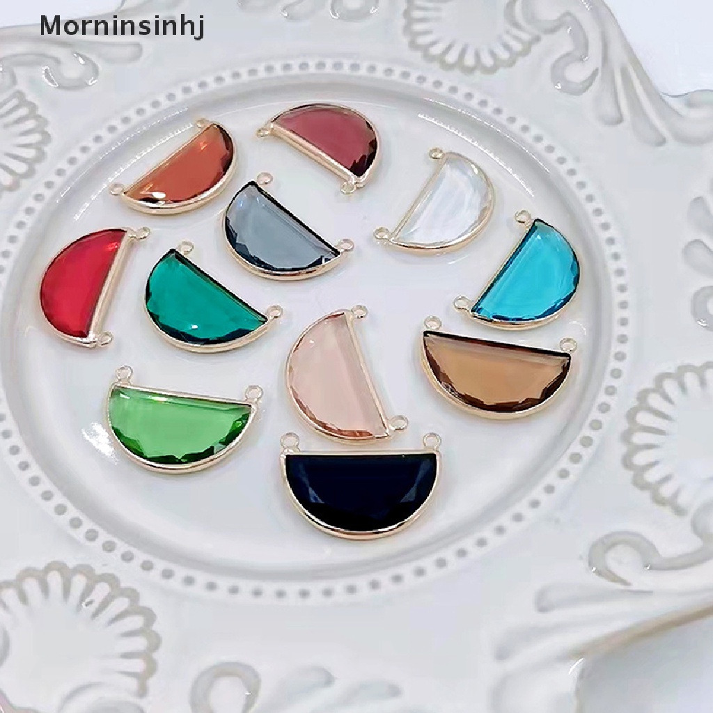 Mornin Korea Desain Baru Fashion Besar Multicolor Kualitas Tinggi Anting Setengah Lingkaran Sederhana Perhiasan Kaca Transparan Untuk Wanita id