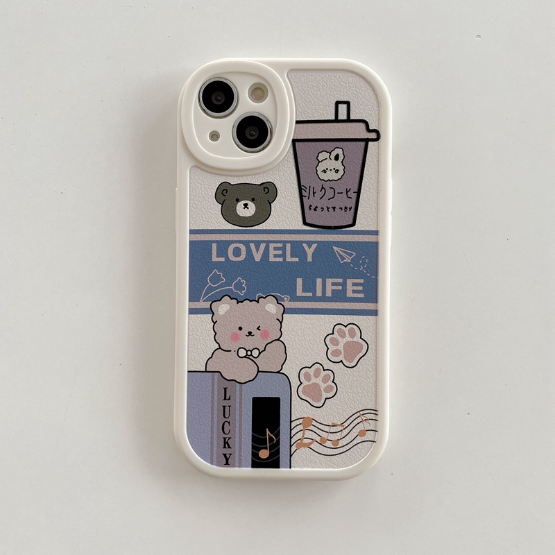 Cute Little Bear Case OPPO A9 A5 A31 A53 A33 2020 A7 A5S A12 A11K F9 F11 A15S A35 A52 A92 A54 A36 A96 A83 A57 A3S A16 A1 Pro Reno 3 5 6 7Z 9 Black Milk tea Bear