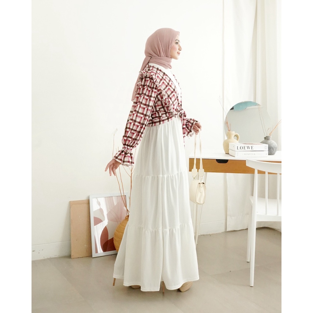 One Set Maxi Crop Dress Putih Wanita