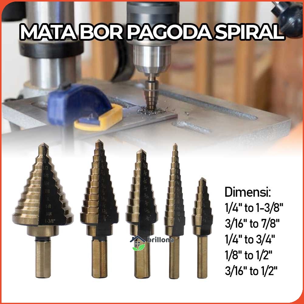 Taffware Mata Bor Pagoda Spiral Drill Step Down Tipe 2 5PCS - BIHH463A