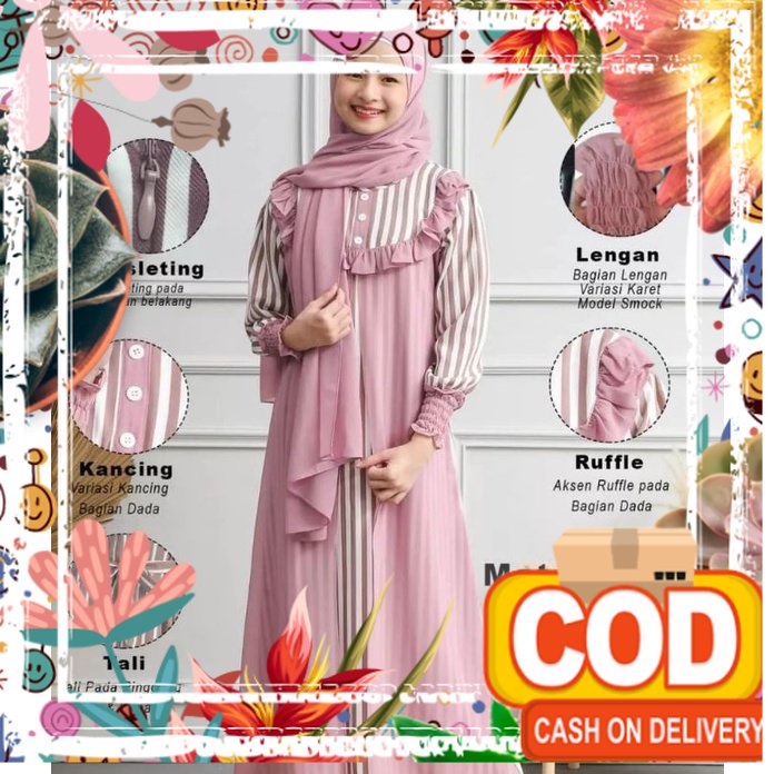 GAMIS ANAK USIA 7 8 9 10 11 12 13 14 TAHUN LAURA KIDS PLUS PASHMINA GAMIS ANAK BAHAN SHAKILA MIX CER
