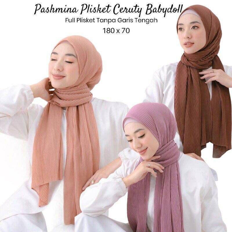 [✅COD ]  Plisket Lidi Ceruty Babydoll FULL PREMIUM/Jilbab Pasmina/Hijab Pasmina