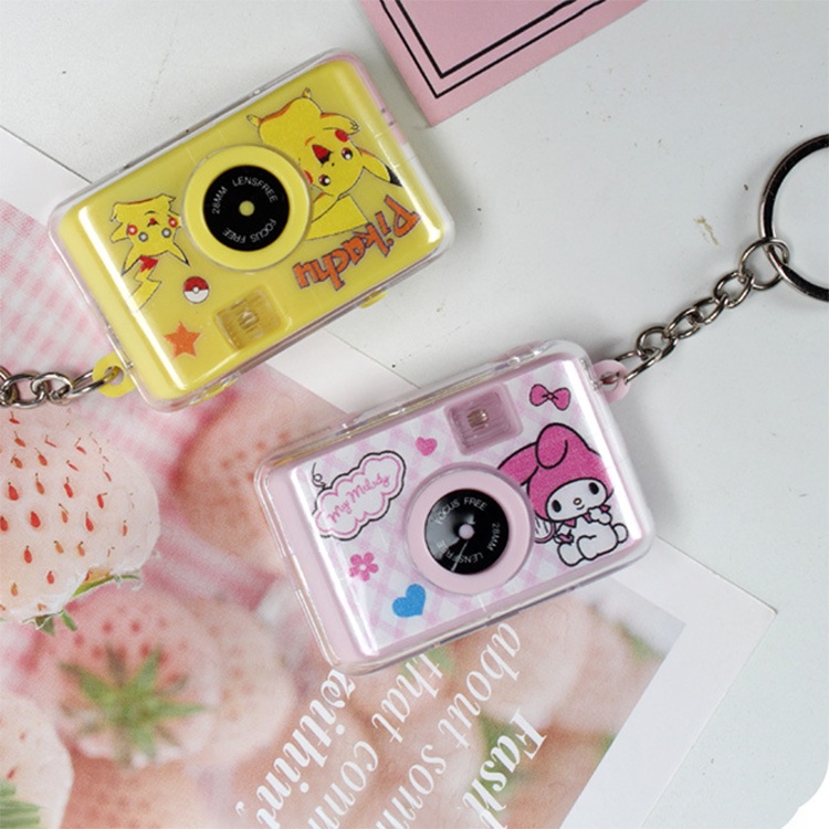 Sanrio Luminous Small Camera Key Ring Pokemon Pikachu Kalung Kamera Liontin Luminous Gantungan Kunci Kamera