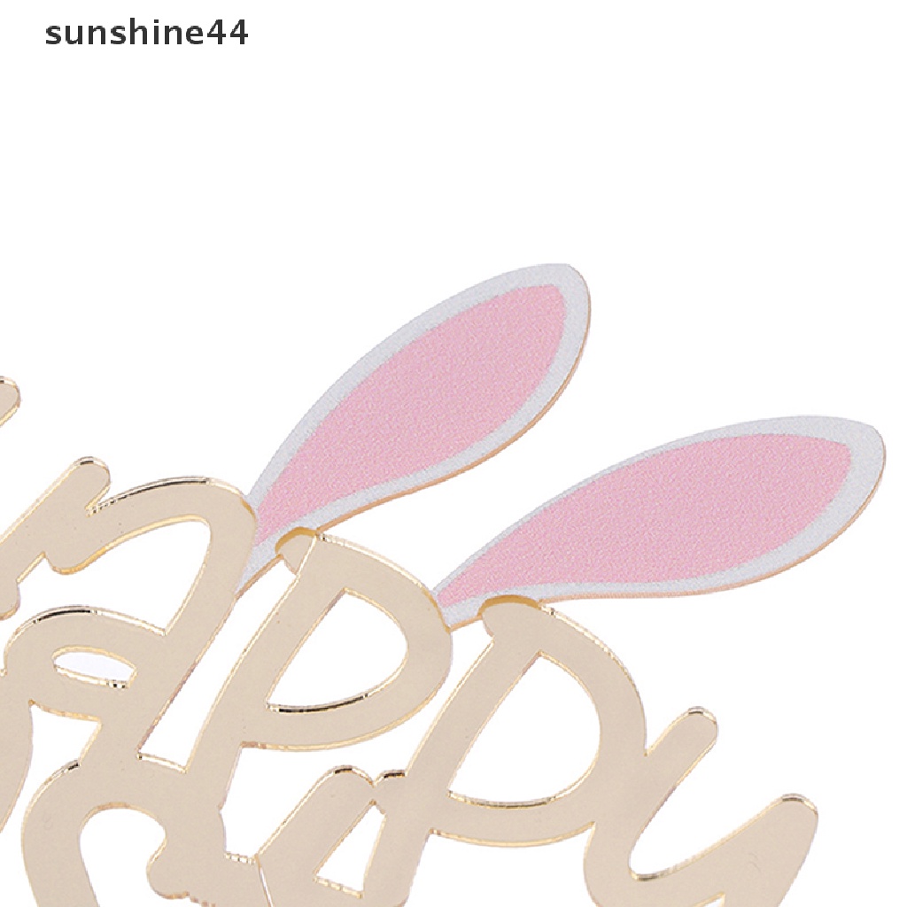 Sunshine Happy Easter Cake Topper Telur Paskah Akrilik Kue Bendera Dekorasi Kue Pesta ID