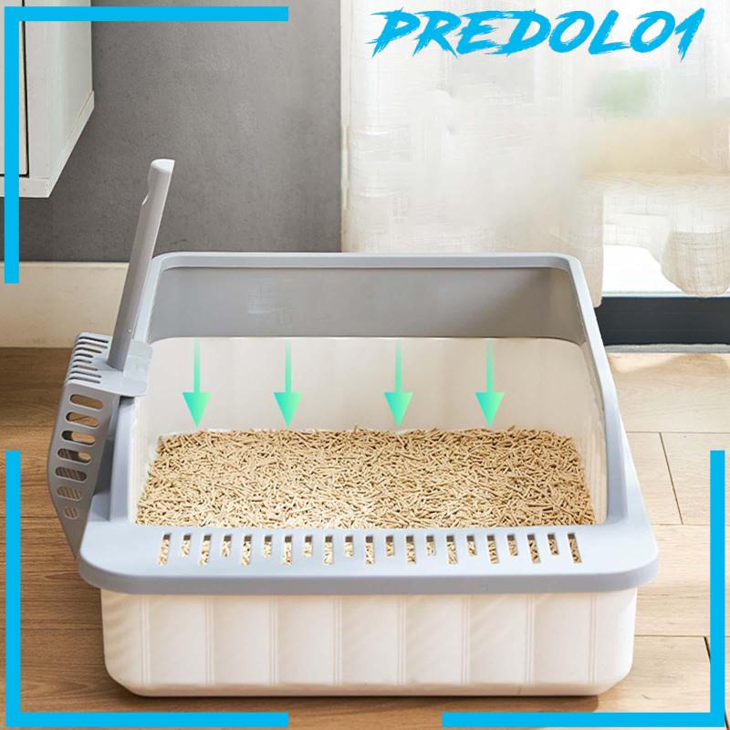 [Predolo1] Kotak Kotoran Kucing Semi Tertutup Tahan Lama Pet Litter Tray Cat Toilet Litter Pan