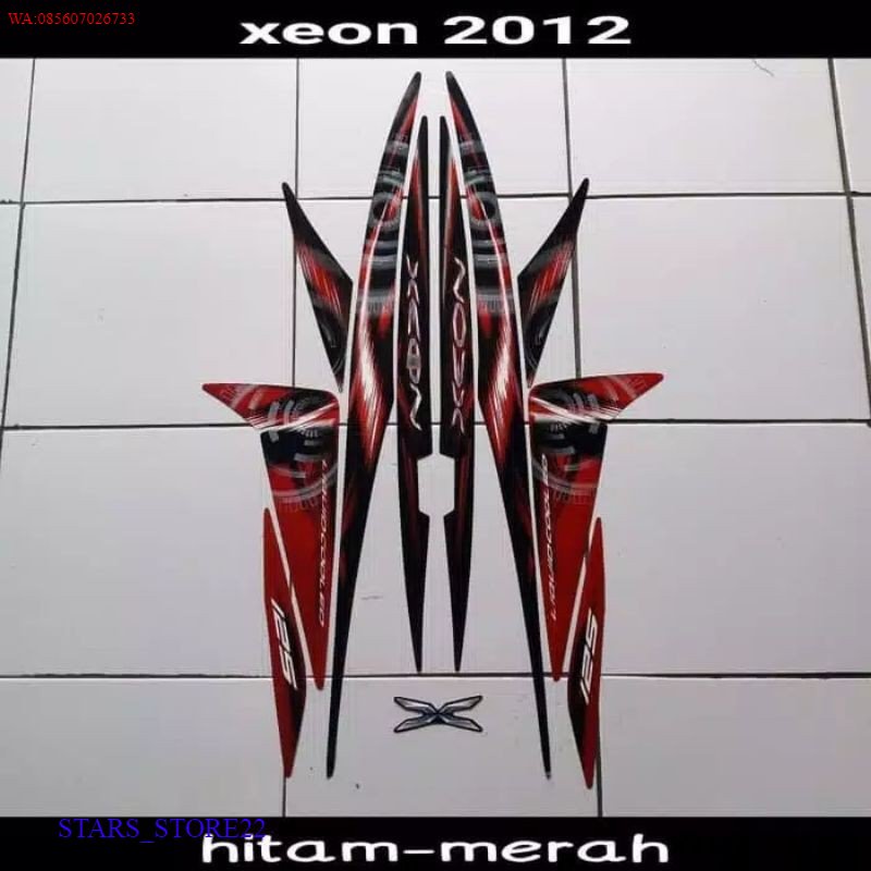 (ORI) striping sticker lis body yamaha xeon karbu lama 125 thn 2011 2012 hitam merah KUALITAS ORIGIN