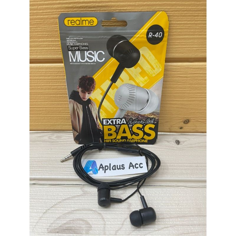 Handsfree Realme R40 + Mic Stereo Earphone R-40 Suara Bagus [ BES SELLER ]