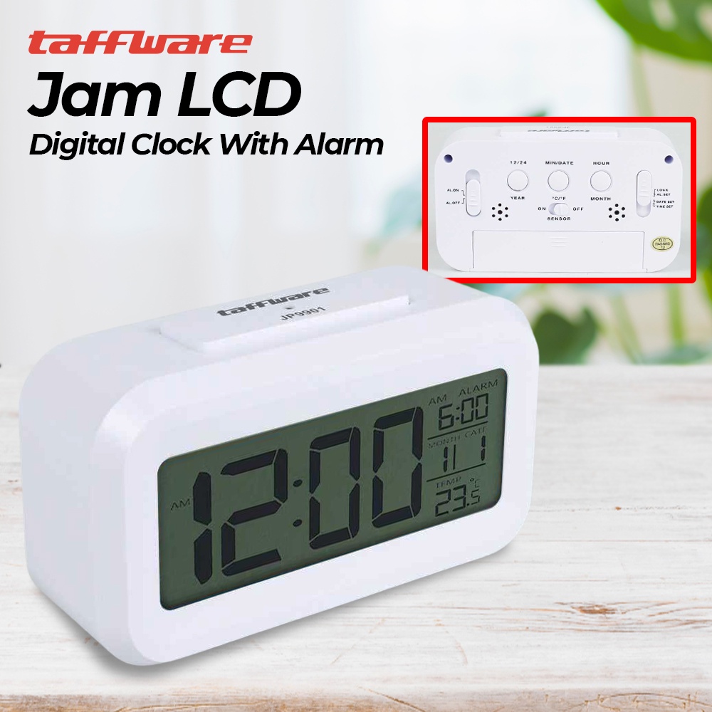 Taffware Fanju Jam LCD Digital Clock with Alarm Biru JP9901