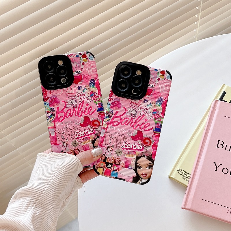 IPHONE Kartun Boneka Barbie Perlindungan Butir Vertikal soft Case Untuk Iphone14 13 12 Pro Max11 X XR XS Max7 8 Plus