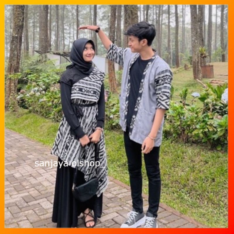 baju batik tenun COUPLE  TENUN TORAJA ABU - BAJU TENUN COUPLE - DRESS SIERA ABU