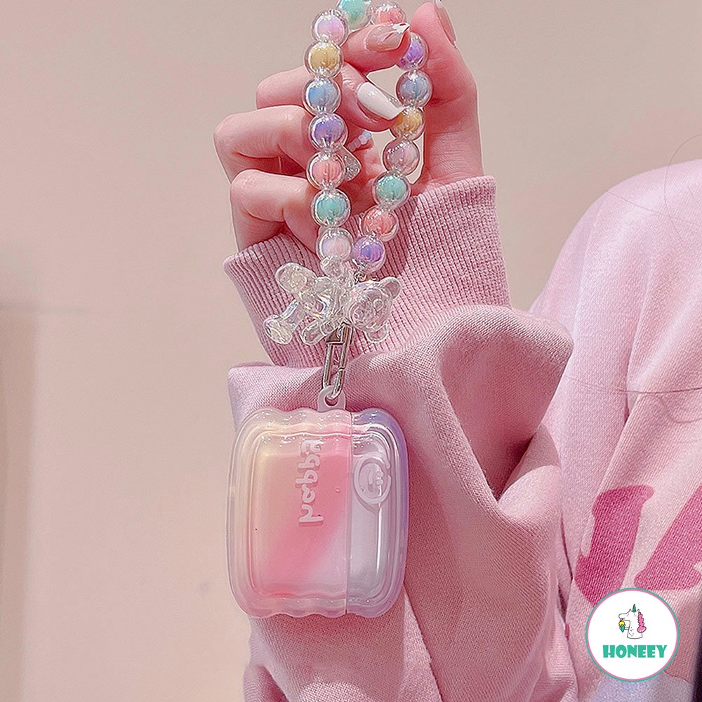 Pink Happy Earphone Cover Dengan Gelang Untuk Airpods1 2 3 Pro Soft Matte Case For Apple Airpod Pro2 Dengan Aksesoris Ornamen