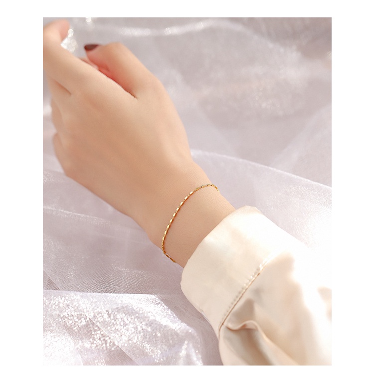 Goldkingdom Fashion Perhiasan Aksesoris Ready Stock Sterling Silver Disepuh Mewah Gelang Mewah Persegi Desain INS Net Selebriti Perhiasan Wanita