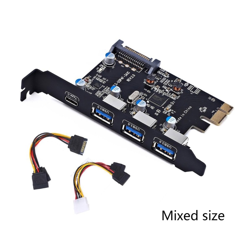 Zzz PCI-E USB3 0kartu 4-Port Tipe-C 1x TypeA 3x FL1100 Chip 5Gbps Untuk Desktop PC