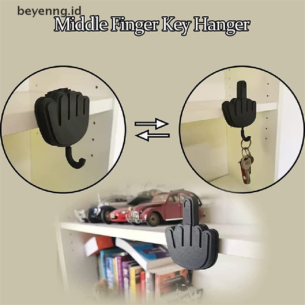 Beyen Retractable Middle Finger Hook Key Holder Wall Clothes Hanger Room Decoration Punch-Free Sticky Hook Self Adhesive Hooks as Gift ID