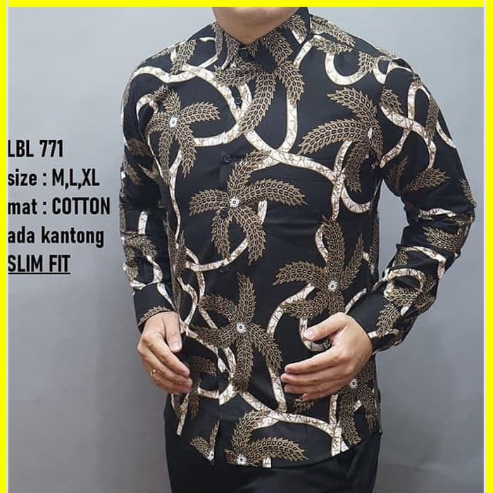 KEMEJA PRIA BATIK LENGAN PANJANG HEM BAHAN KATUN HALUS 40S LBL 771 MEWAH PREMIUM BAJU ELEGANT SIZE M L XL  SKU MS JAKARTA