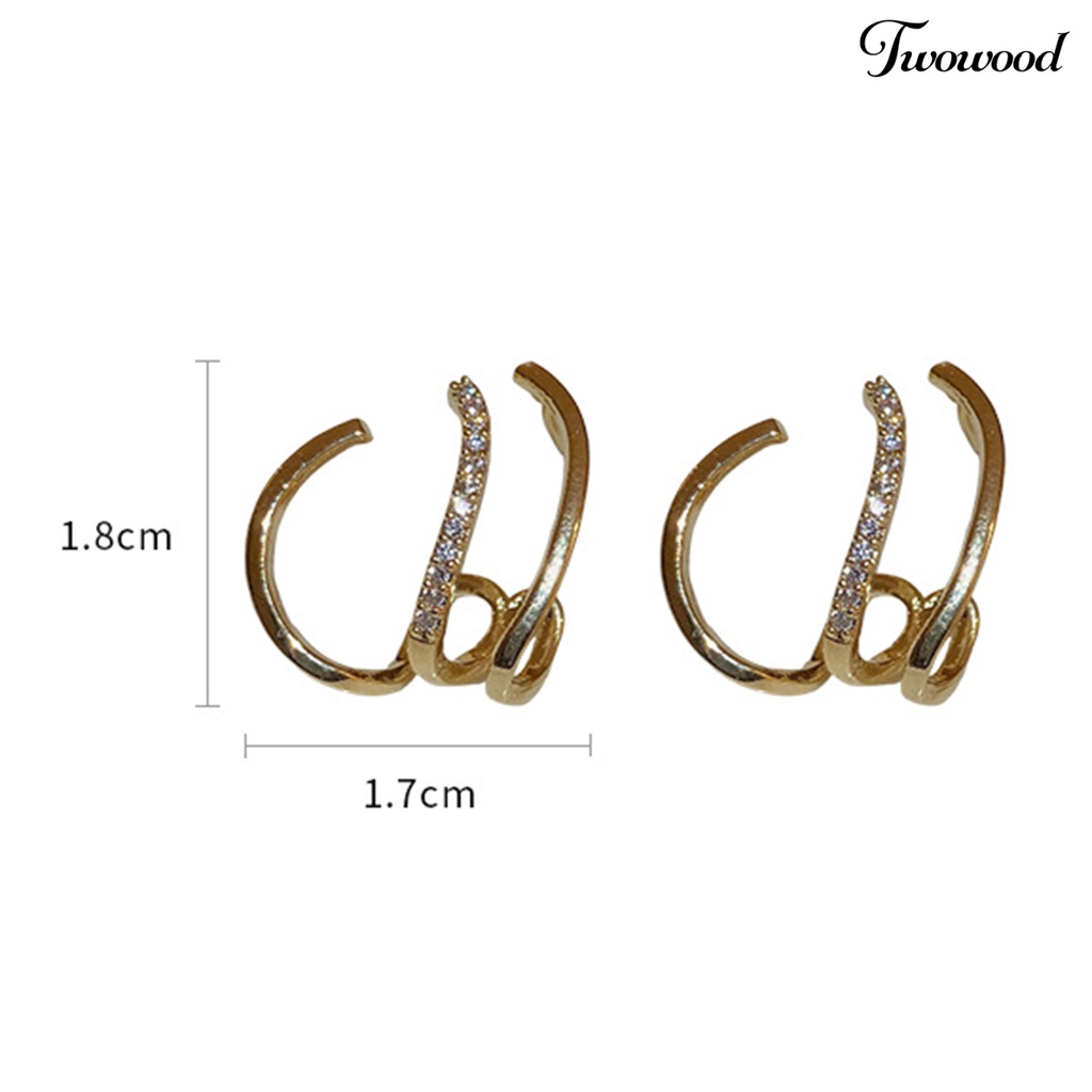 Twowood 1pasang Anting Tusuk Electroplating Faux Zircon Hias Bentuk Cakar Tidak Teratur Tusuk Hiasan Telinga Geometris Korea Fashion Wanita Ear Rings Untuk Pacaran