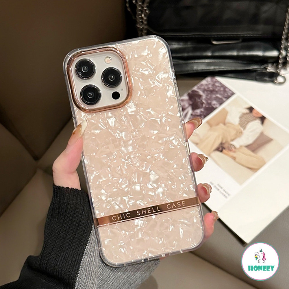 Glitter Dream Shell Marble Phone Case Kompatibel Untuk iphone 14 Pro 12 13 14 11 Pro Max Shockproof Soft Bumper IMD Penutup Belakang