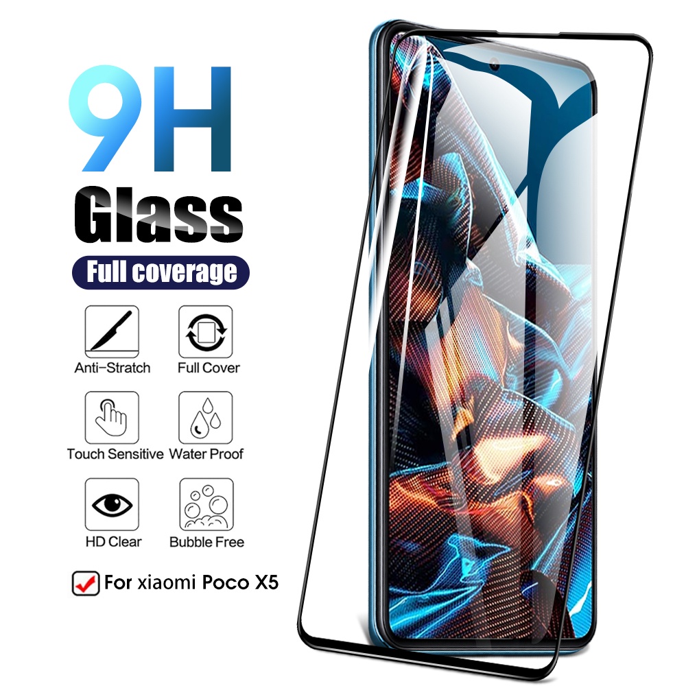 Full Cover HD Anti Fingerprint Tempered Glass Protector Film Tahan Gores Anti Pecah Anti-Silau Kompatibel Dengan Xiaomi Poco X5/X5 Pro Film Pelindung Kekerasan 9H