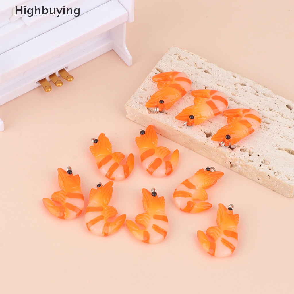 Hbid 10Pcs Ch Simulasi Udang 21x32mm Resin Liontin Untuk Anting Gelang Kalung Gantungan Kunci DIY Membuat Perhiasan Aksesoris Glory