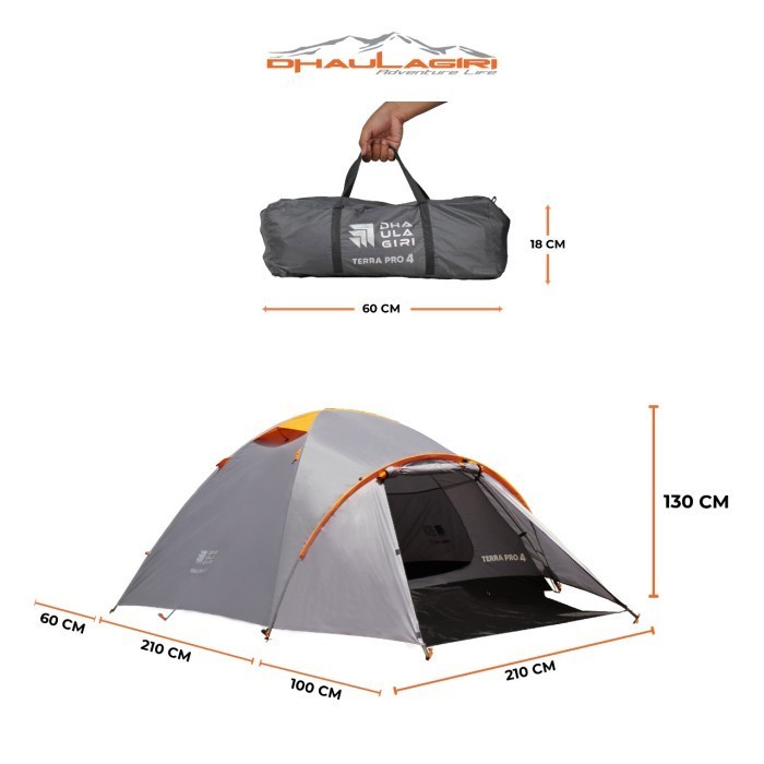 Tenda Camping Dhaulagiri Terra Pro 4 Double Layer Frame Alloy Hiking