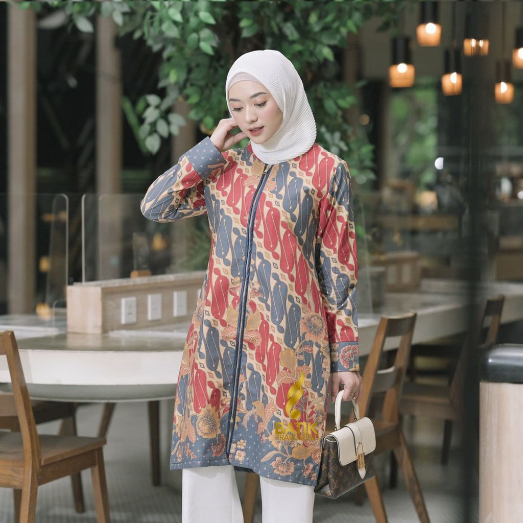 TUNIK YEPTI Atasan Prabuseno Baju Batik Wanita Lengan Panjang Original Modern Premium Jumbo Big Size