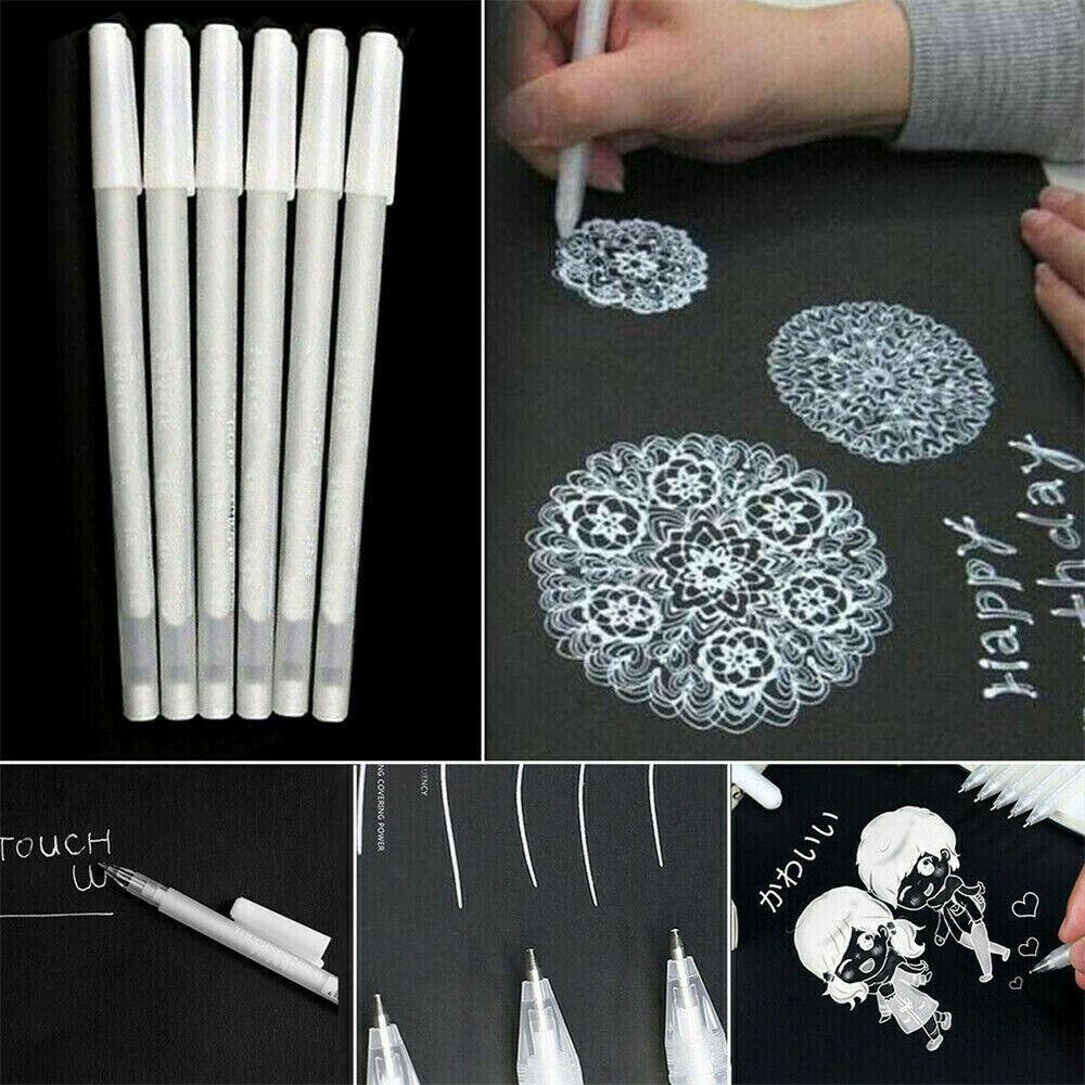 Nanas 5 Pcs 0.8 mm Putih Pen Sketsa Fine Liner Pen White Putih Penanda Garis Brightening Art Marker