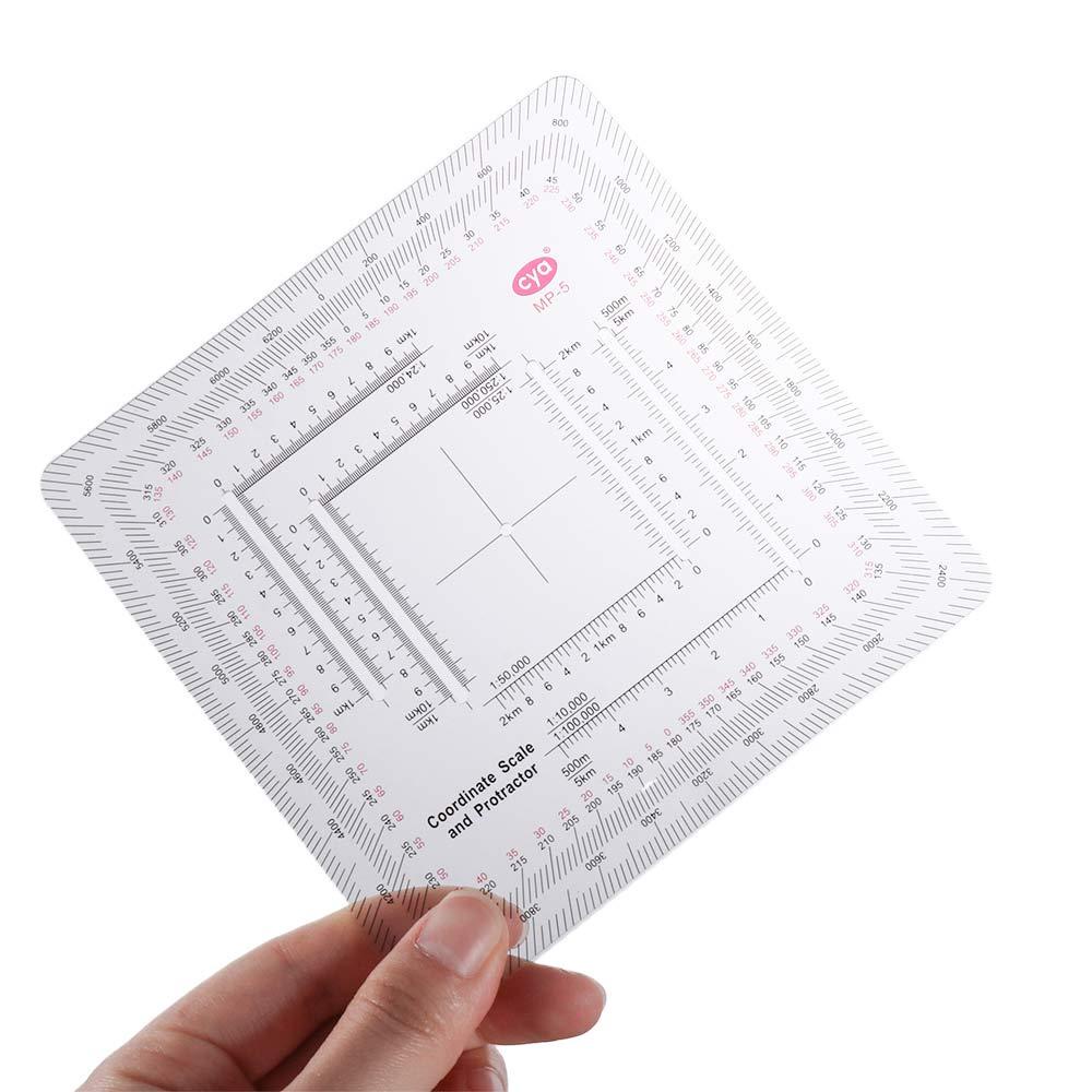 MXBEAUTY Busur Derajat Navigasi Darat Untuk Camping Topographical Square Ruler MP-5 Map Protractor