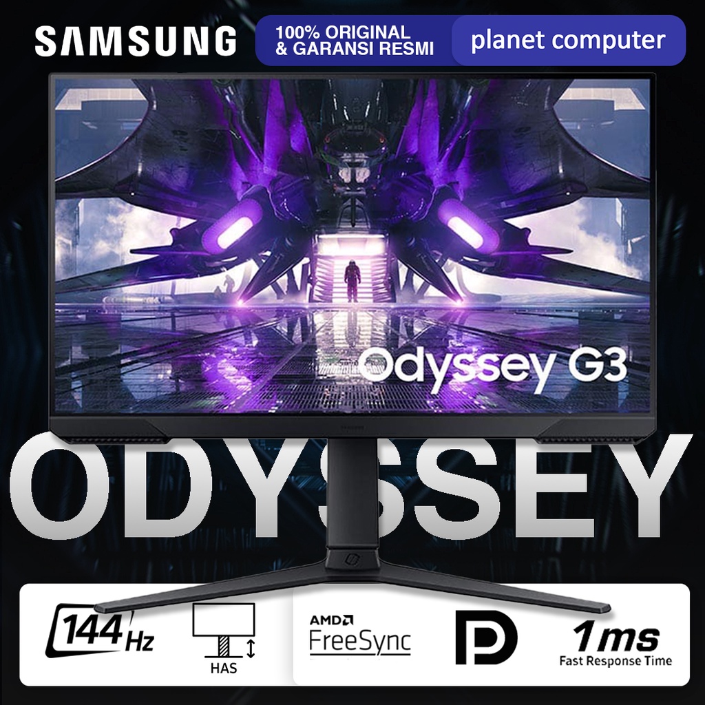 Monitor LED Samsung Odyssey G3 S24AG30 24 1080p 144Hz 1ms HDMI DP Ergo