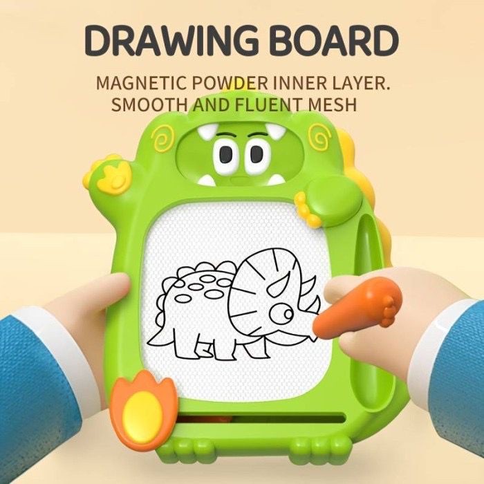 Mainan Anak DOUBLE SIDE DRAWING BOARD Marble Papan Tulis Dinosaurus Magnetic Drawing