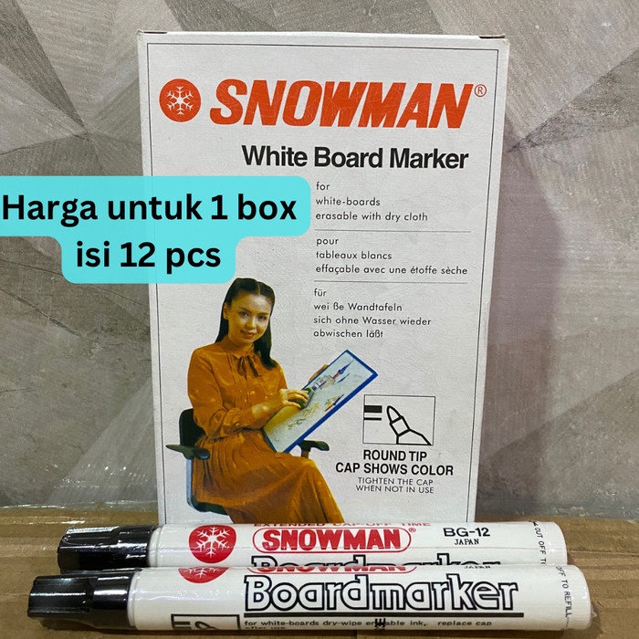 

SPIDOL SNOWMAN WHITE BOARD MARKER BISA DIHAPUS [1 Box]