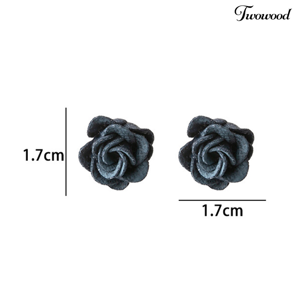 Twowood 1pasang Anting Wanita Gaya Gelap Indah Telinga Dekorasi Kepribadian Biru Enchantress Rose Retro Ear Studs Untuk Pacaran