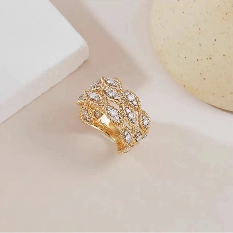 Retro Perhiasan Mewah Zirkon Cincin Wanita Elegan Hollow-Out Lace Ring Perjamuan Aksesoris Pesta Untuk Wanita