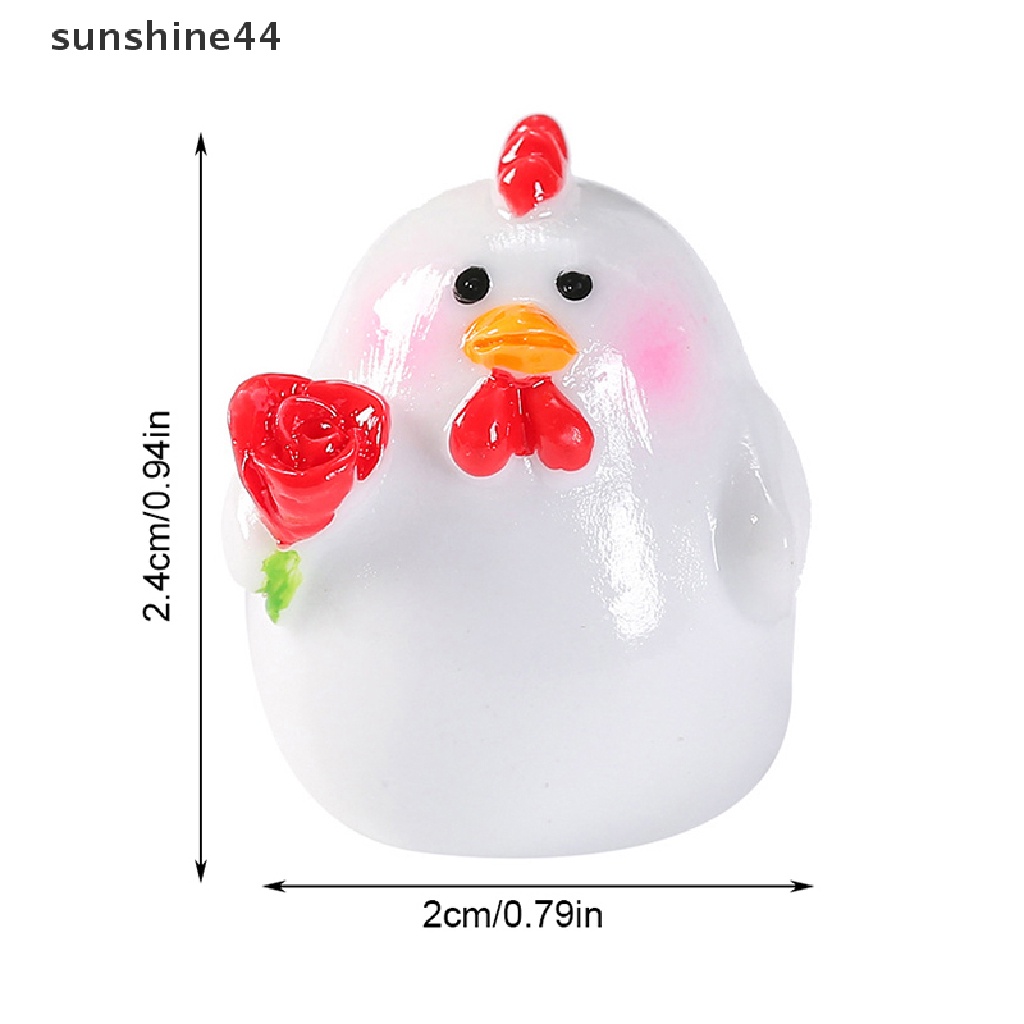 Sunshine1/4pcs Patung Ayam Peri Kebun Ayam Mini Miniatur Paskah Dekorasi Rumah ID