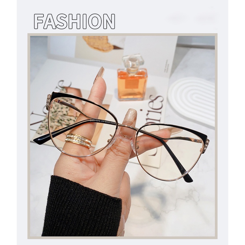 Kacamata Fashion Anti Radiasi Cat Eye Frame Diamond Untuk Wanita