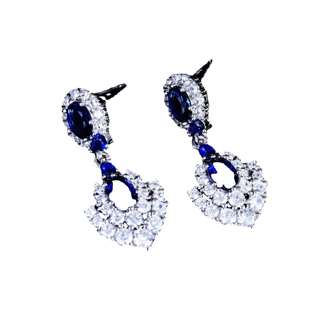 Goldkingdom Aksesoris Perhiasan Fashion Ready Stock Couture Jewelry Desain Royal Safir Anting Berwarna Tanzanite Alami Untuk Wanita