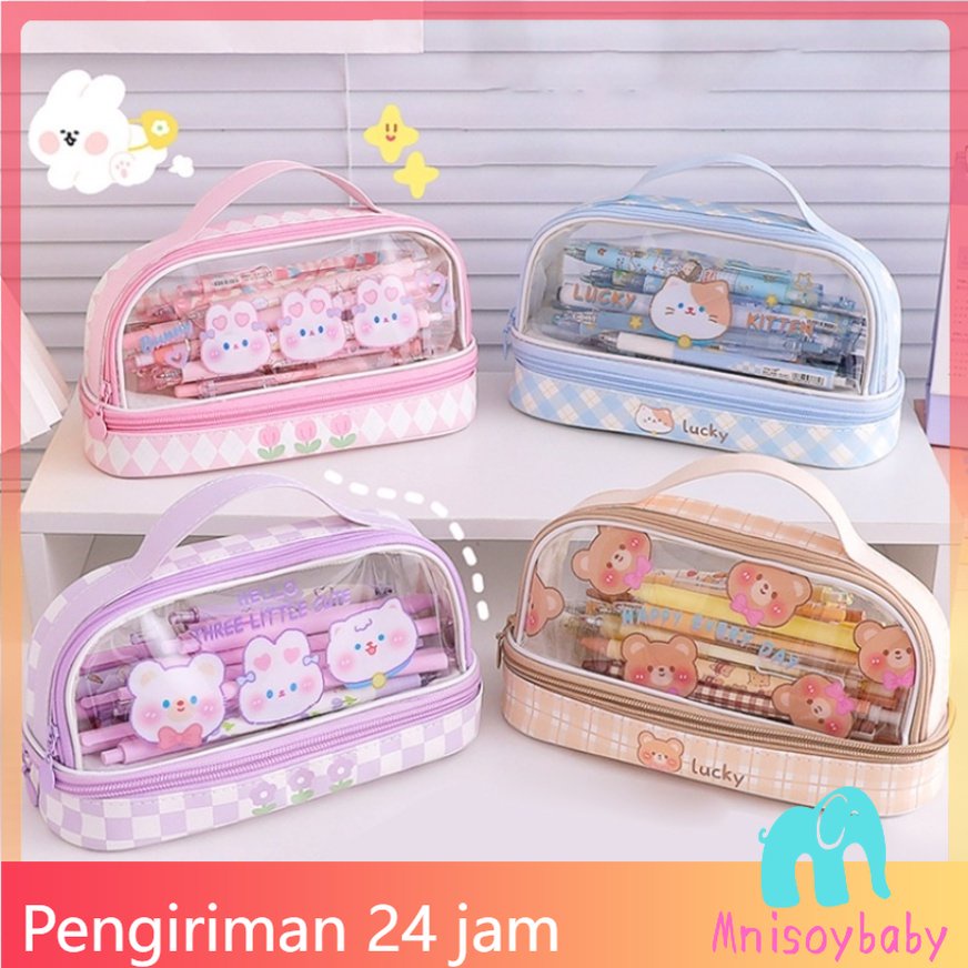 

[Kirim Stiker] Tas Alat Tulis Transparan Berkapasitas Besar Tempat Pensil Murid Lucu Kotak Pensil