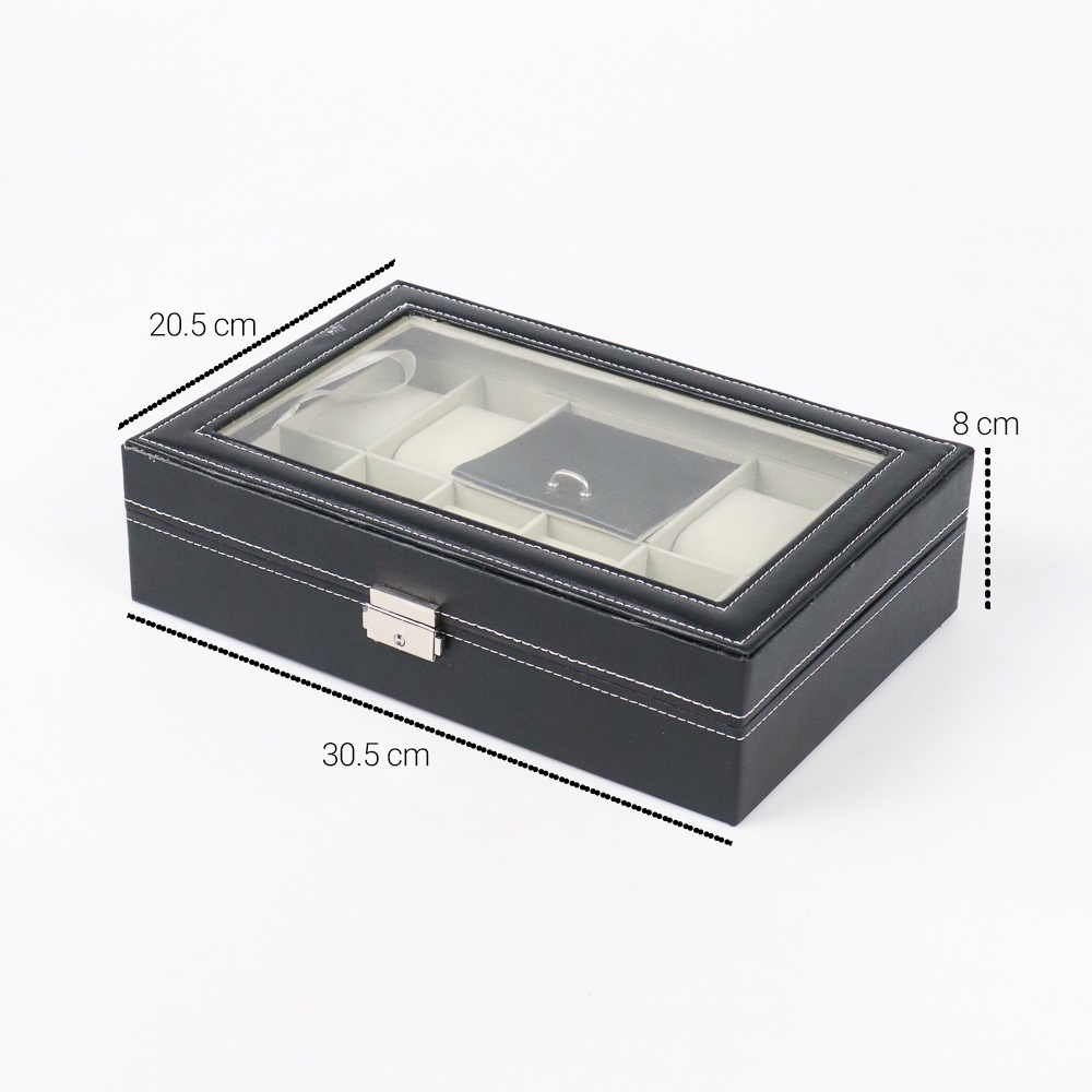 Kotak Perhiasan dan Jam Tangan Organizer Box - Black