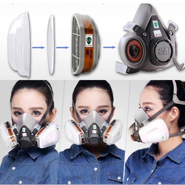 YGRETTE - MASKER DUAL FILTER RESPIRATOR GAS MASK INDUSTRIAL KIMIA CHEMICAL PAINT CAT PAINTING DLL