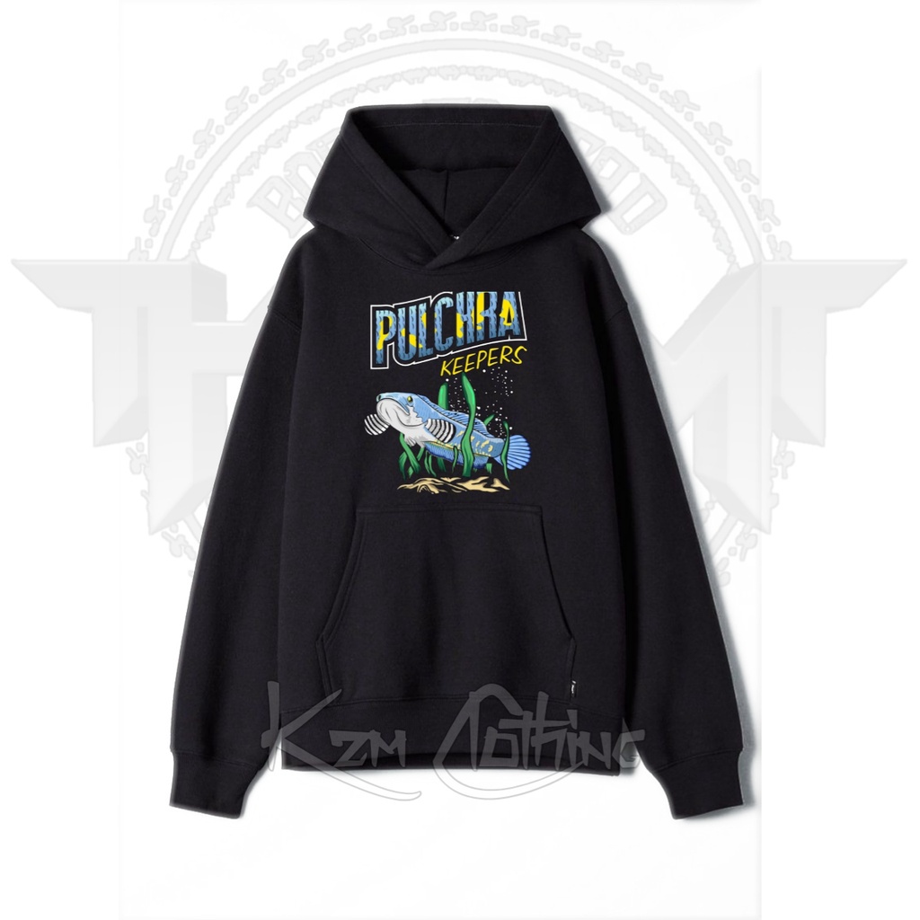 KZM CLTH JAKET HOODIE ANAK GAMBAR IKAN BLUE PULCHRA SNAKEHEAD FISH