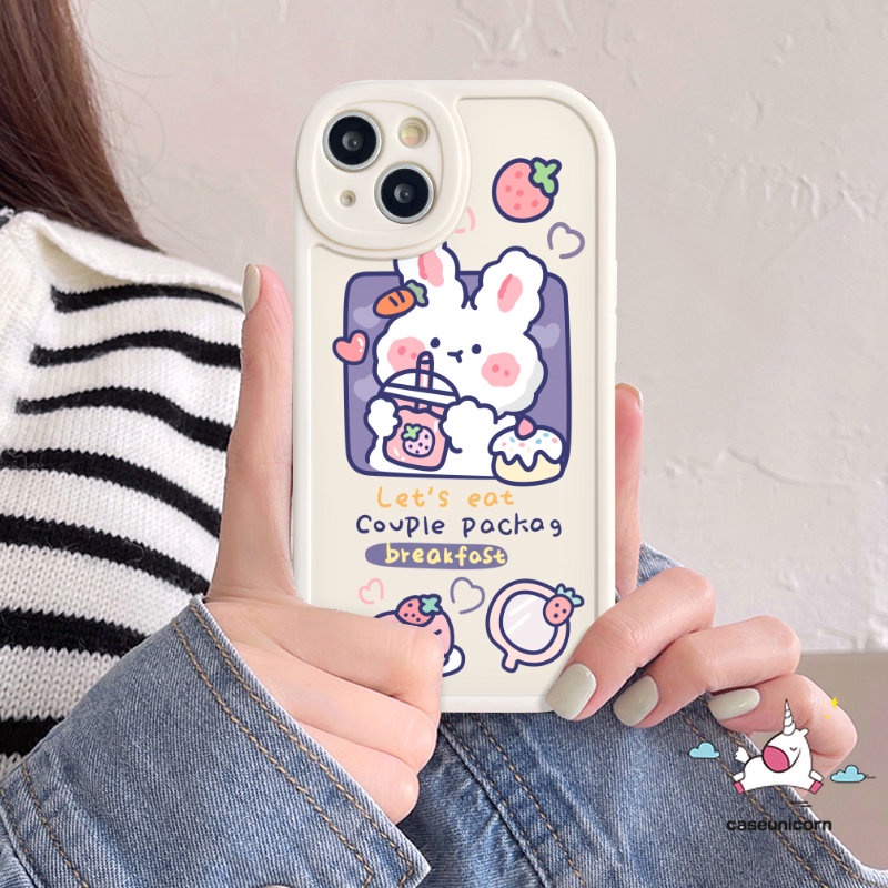 Soft Case Realme C53 C15 C31 C35 C12 C11 C21Y C25Y C30 C25S5 9i 8 5i 7i 6i 6s 6 8i 8Pro C21 GT C17 C2 C20A C3 C20 C17 Kartun Lucu Beruang Kelinci Susu Teh Kue TPU Couple Sarung