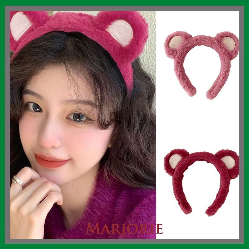 Mewah Strawberry Bear Bando Wanita Cuci Muka Ikat Kepala Lucu Jepit Rambut Bulang-MJD