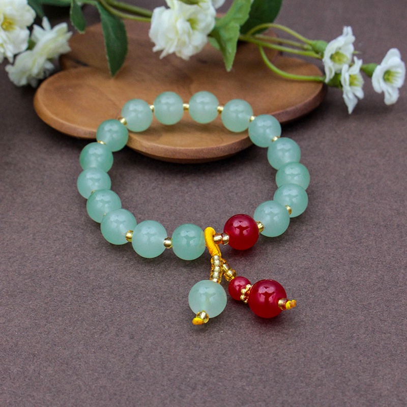Giok Hijau Manik-Manik Unicorn Gelang Wanita Bulat Chalcedony Buddha Bead Yoga Bangles Penyembuhan Energi Perhiasan Hadiah