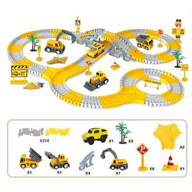 Mainan Anak 255PCS CITY TRUCK CREATE A ROAD Mobil Track Railcar Way