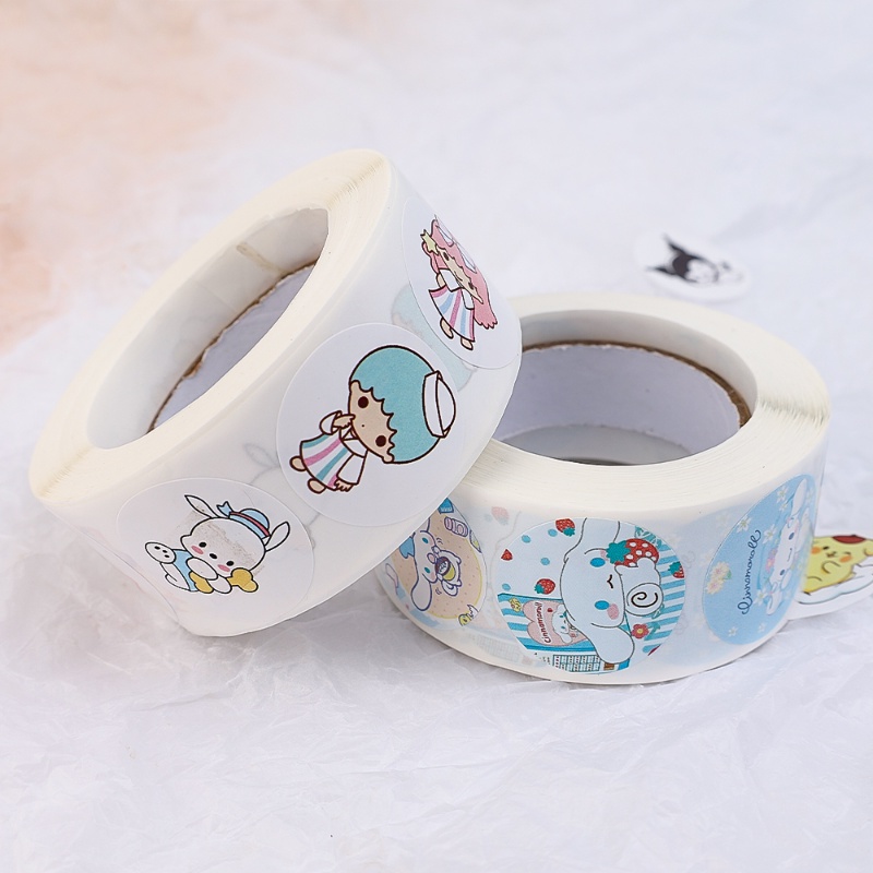 500pcs/roll Stiker Anime Kartun Lucu/DIY Stiker Dekorasi Diary Akun Tangan/Label Penyegelan Amplop Hadiah Ulang Tahun