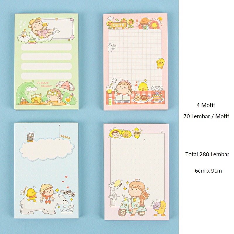 4 Motif 280 Lembar Kertas Printed Memo Note Pad OSM-ST0272