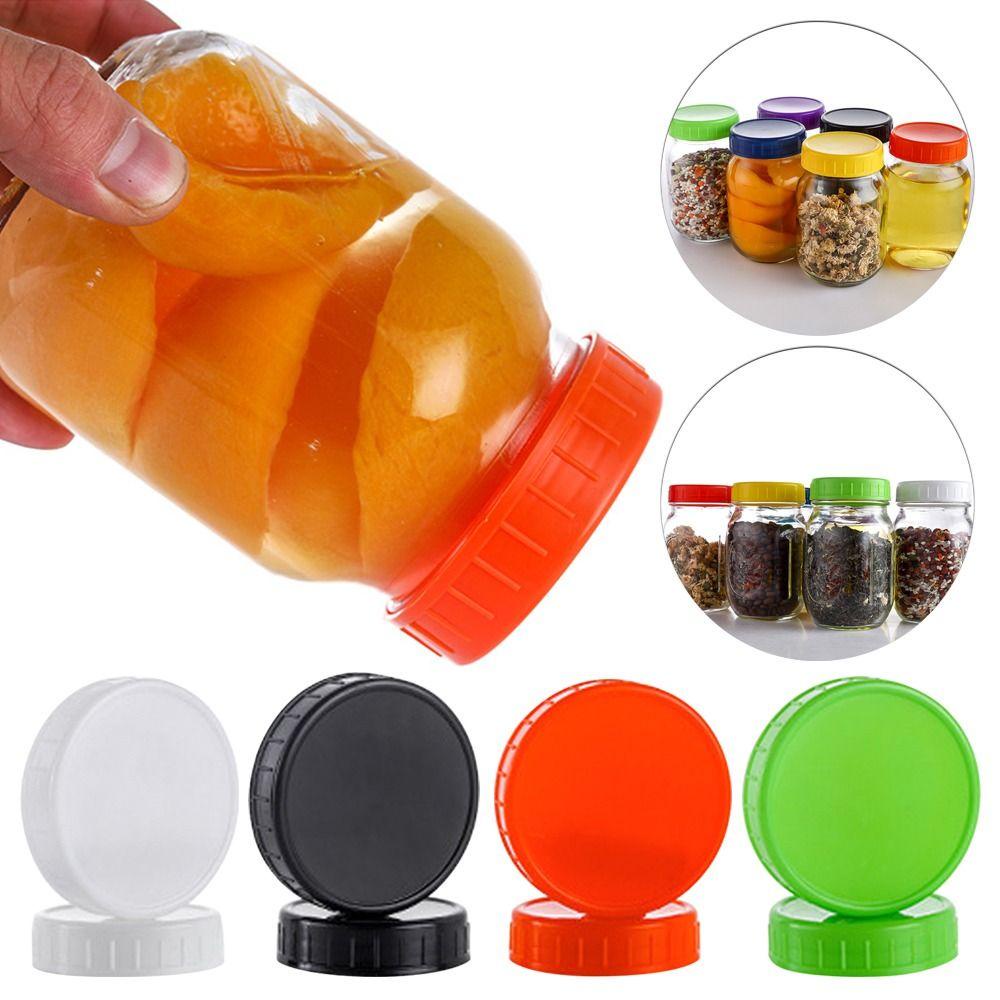 Suyo 6pcs Mason Jar Lid Alat Dapur Plastik Untuk Mulut Lebar Jar Seal Penutup Botol