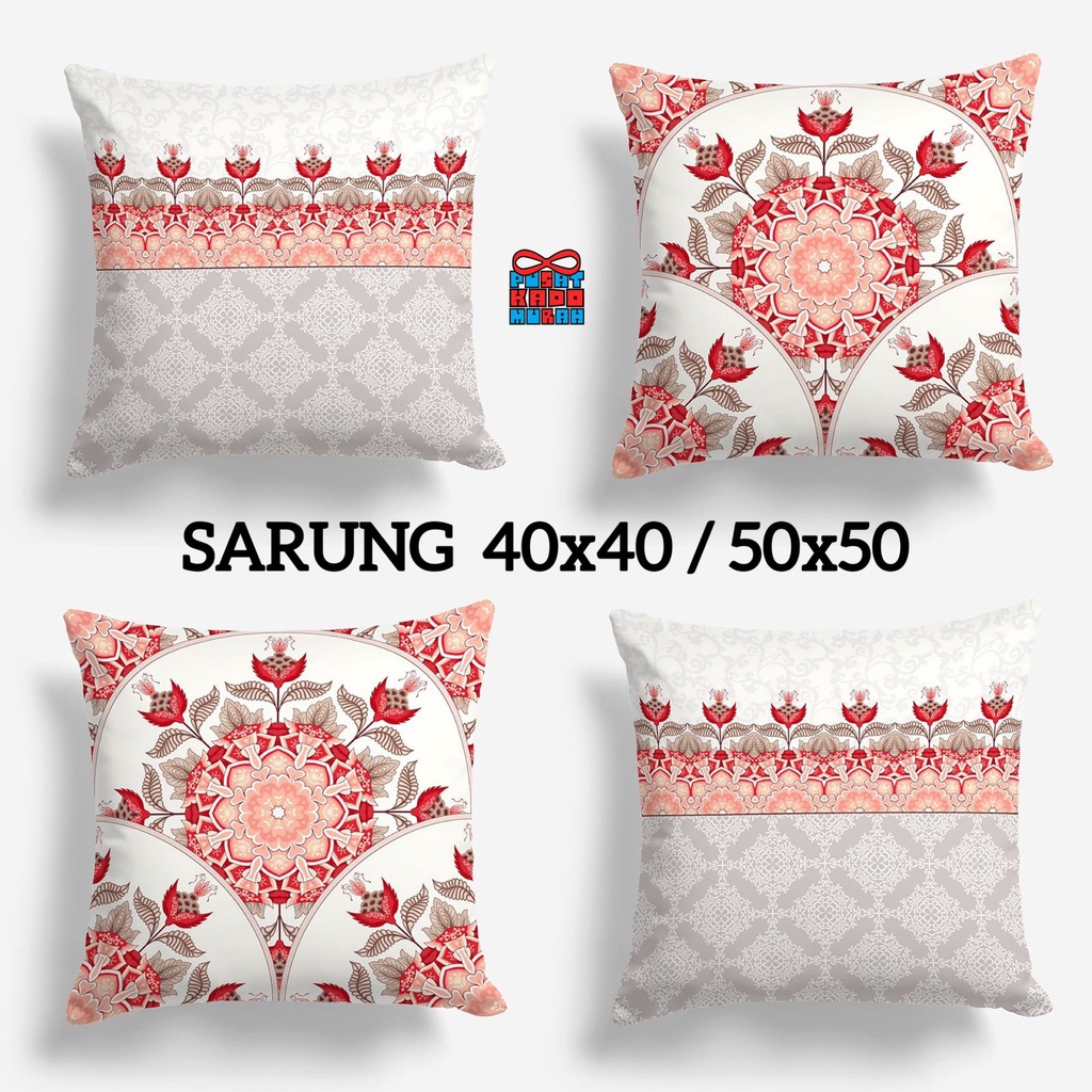 COVER SARUNG Bantal Sofa Print Motif Classic Coral Grey 40x40 dan 50x50 cm - Pusat Kado Murah